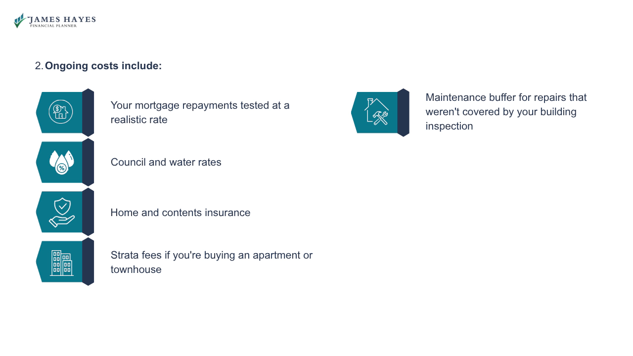 What should your first home budget include ongoing costs include